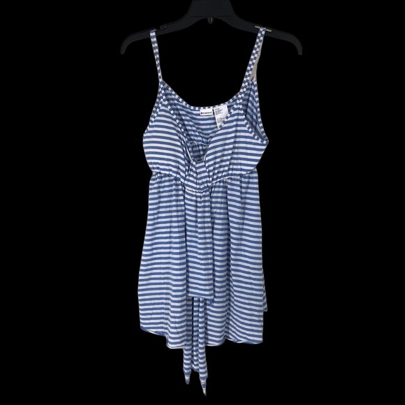 Blue & White Strappy Sun Top w/Padded bust, Beach Casual, Tunic Top SZ Junior L - Picture 1 of 6